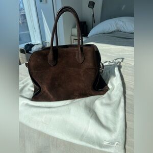 The Row Margaux 15 in brown suede